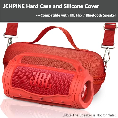 JCHPINE Silicone Cover and Carrying Case for JBL Flip 7 Portable Speaker - color: Red