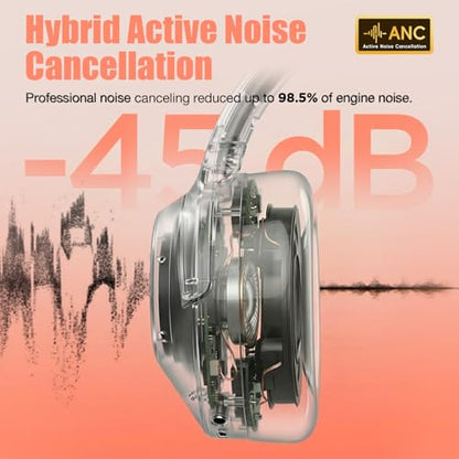 Vonaural Active Noise Cancelling Headphones, Upgraded Wireless Bluetooth Headphones Over Ear (Carbon Black) - color: Carbon Black
