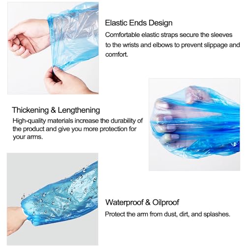 Disposable Oversleeves Covers, 200PCS Plastic Arm Sleeves Covers for Painting Repairing Cleaning Tattooing - Clear - color: Transparent