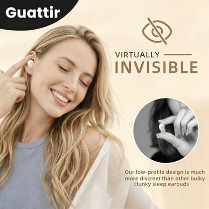 Invisible Sleep Earbuds, Mini Wireless Bluetooth Earbuds for Side Sleepers, Ultra-Light Ergonomic Design, Smart Touch Control, Auto Pairing, IPX5 Waterproof, Deep Bass Stereo（DeepWhite） - color: Deep White