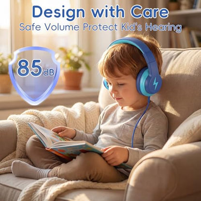 Candy Bila USB C Kids Headphones for School,Wired Over-Ear for Boys Girls | 85dB Safe Volume, Stereo Sound, Adjustable headband, Foldable Design,Compatible USB-C iPads, Tablets ,Deep Blue - color: Deep Bule