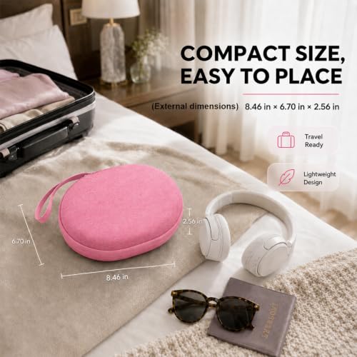 Hard Headphone Case for JBL Tune 770NC/510BT/720BT/520BT/670NC | Wave Foam, Elastic Strap, Soft Lining, Mesh Pocket, Carry Handle, Folded Headphone Storage, Pink, Case Only - color: Pink