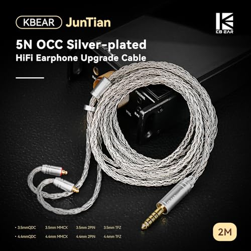 2m KZ ZS10 Pro IEM Earphones Cable, KBEAR ST24 Plus in Ear Monitor Cable 16 Core 5N OCC Silver-Plated Headphone Extension Cords for Moondrop Chu CCA CRA, ZS12 PRO X, Castor, ZAR (QDC-pins, 3.5mm Plug) - style: QDC-3.5mm