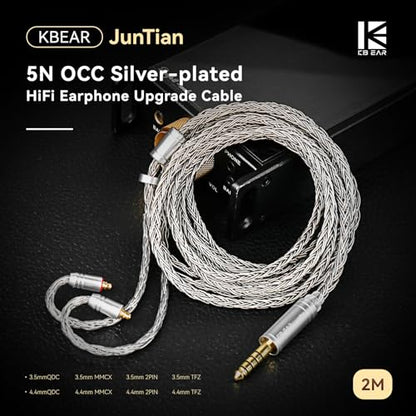 2m KZ ZS10 Pro IEM Earphones Cable, KBEAR ST24 Plus in Ear Monitor Cable 16 Core 5N OCC Silver-Plated Headphone Extension Cords for Moondrop Chu CCA CRA, ZS12 PRO X, Castor, ZAR, ZAS(2pin, 3.5mm Plug) - style: 2PIN-3.5mm