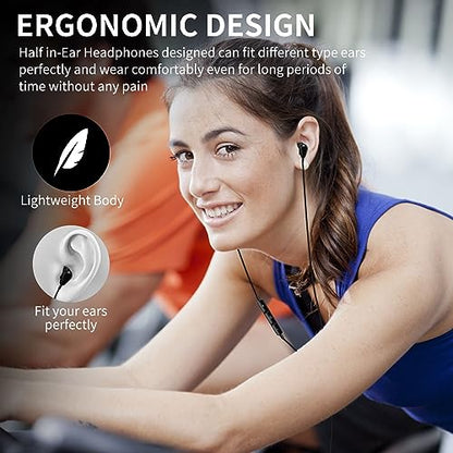 Jelanry 3.5mm Earbuds with Microphone Wired Headphones for Laptop PC, Black | Sport Headset for iPhone 6 6s Samsung A25 A15 S10 Laptop PC Chromebook Switch Airplanes Kindle Fire Kids School Students Gift - color: Black