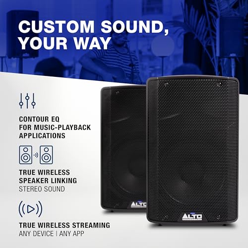 ALTO TX410 350W 10" Powered PA Speaker Bundle with XLR Mic Receiver and Transmitter for Live Performances, Events, Karaoke, Public Address, Presentations - size: 10" PA Speaker