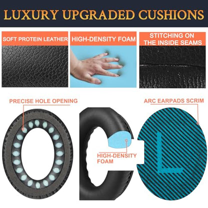 SoloWIT Earpads for Bose Headphones - Black&Blue - color: Black&Blue