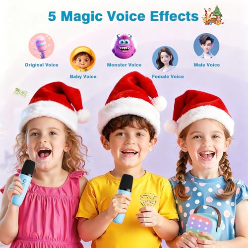 Mini Karaoke Machine with 2 Wireless Microphones, 2026 TOP Kids Portable Bluetooth Karaoke Machine for 3, 4, 5, 6, 7, 8, 9,10,11,12+Year Old, Christmas Birthday Gifts for Girls Boys Adults Home Party - color: Blue