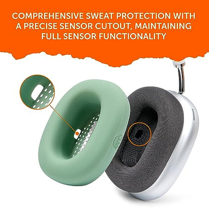 WC SweatZ Max - Patented Silicone Sweat Covers for AirPods Max 1 | Made by Wicked Cushions | (Does Not Fit AirPods Max 2). Sweatproof, Full Earpad Protection | Green - color: Green