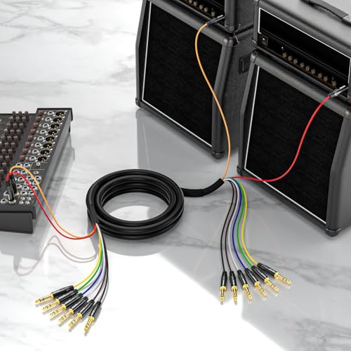 EBXYA 8-Channel 1/4 Inch TRS to TRS Snake Cables,Recording Snake Cable | 6.35mm Male Jack Stereo Audio Balanced Line for Keyboard, Amplifier, Speaker, Mixer,10 Feet 1 Pack - size: 8-Channel 10 Feet, style: TRS to TRS