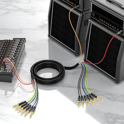 EBXYA 8-Channel 1/4 Inch TRS to TRS Snake Cables,Recording Snake Cable | 6.35mm Male Jack Stereo Audio Balanced Line for Keyboard, Amplifier, Speaker, Mixer,10 Feet 1 Pack - size: 8-Channel 10 Feet, style: TRS to TRS