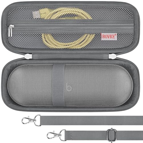 BOVKE Carrying Case Compatible with Beats Pill x Kim Kardashian - Wireless Bluetooth Speaker, Beats Pill Portable Speaker Holder Bag with Extra Mesh Pocket for Charging Cables, Gray+Gray - color: Gray+Gray