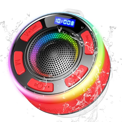 Bluetooth Speaker Wireless Portable Waterproof Speaker, TWS Pairing, RGB Lights, Deep Bass for Home Garden Party Camping - color: Red