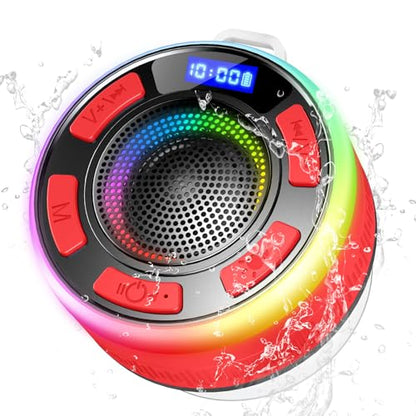 Bluetooth Speaker Wireless Portable Waterproof Speaker, TWS Pairing, RGB Lights, Deep Bass for Home Garden Party Camping - color: Red