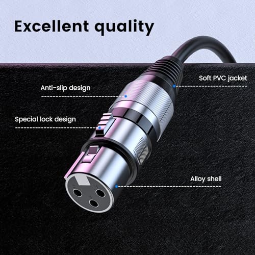 MOSWAG XLR Cable 6.6FT/2M 3 Pin Balanced XLR Male to Female Microphone Cable Noise Cancelling Mic Speaker Cable for Power Amplifier Audio Sound Consoles DJ Equipment - size: 6.6FT/2M