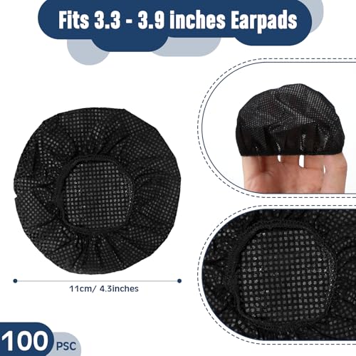 BBTO 200 Pieces Disposable Headphone Ear Cover Non-Woven Sanitary Earpad Covers for Most On Ear Headphones(L, 11 Cm/ 4.3 Inch,Black) - color: Black, size: L (11 cm)