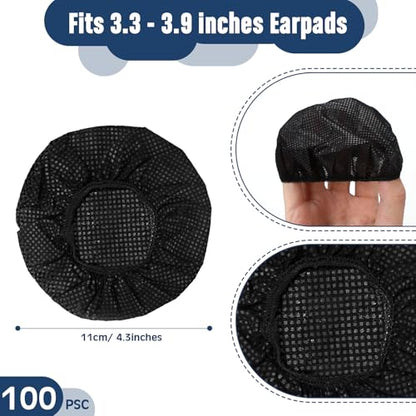 BBTO 200 Pieces Disposable Headphone Ear Cover Non-Woven Sanitary Earpad Covers for Most On Ear Headphones(L, 11 Cm/ 4.3 Inch,Black) - color: Black, size: L (11 cm)