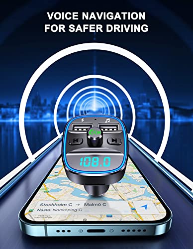 COMSOON FM Transmitter Bluetooth Car Adapter MP3 Player | Upgraded, Hands-Free Calling, Dual USB Ports (5V/2.4A & 1A), LED Screen, Support SD/TF Card Flash Drive