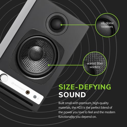 Audioengine A2 HD (HD3) Wireless Computer Speakers – Bluetooth Desktop | Speakers with DAC, Headphone Amplifier and USB Audio - Black - color: Black, style: HD
