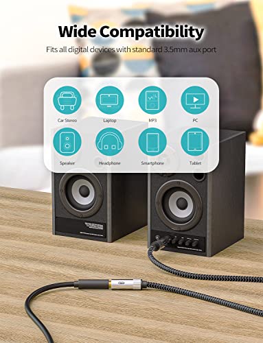EMK TRRS 3.5mm Aux Extension Cable, 4 Pole Gold Plated Stereo Audio Cable for Headphones, Laptop, Speaker (6 Feet/2M) - size: 6 Feet, style: 3.5mm TRRS Aux Extension Cable