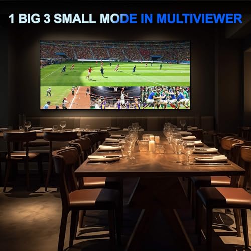 HDMI Multiviewer Switch 4x1 with PIP, PORTTA Quad Multi Viewer Seamless Switcher 4 in 1 Out with Toslink, 3.5mm Audio Output Support 1080p 60Hz, 6 Viewing Modes, Downscaler, Compatible with PS4 Xbox - size: Multiviewer 4x1 1080P