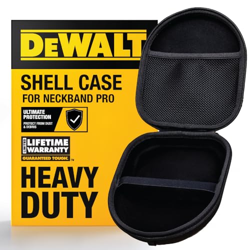 DEWALT Heavy Duty Protective Headphone Case for Neckband Earbuds | Lightweight w/EVA Earphone Hard Shell Case, Headset Travel Carry Shockproof, Water-Resistant, Soft Interior & Accessory