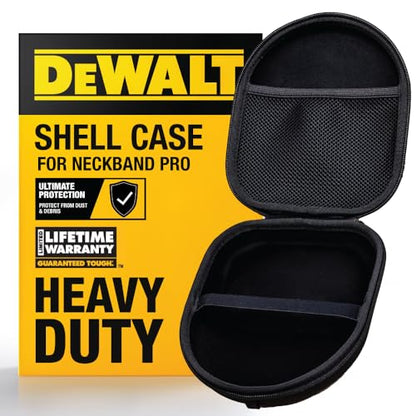 DEWALT Heavy Duty Protective Headphone Case for Neckband Earbuds | Lightweight w/EVA Earphone Hard Shell Case, Headset Travel Carry Shockproof, Water-Resistant, Soft Interior & Accessory