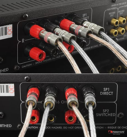 Nakamichi Ultimate Series 24k Gold Plated Beryllium Red Copper Banana Plug 12 AWG - 18 AWG Gauge Size 4mm for Speakers Amplifier Hi-Fi Stereo Receiver Audio Wire Cable Connector 2 Pcs (1-Pair) - size: 2 Pcs (1-Pair)