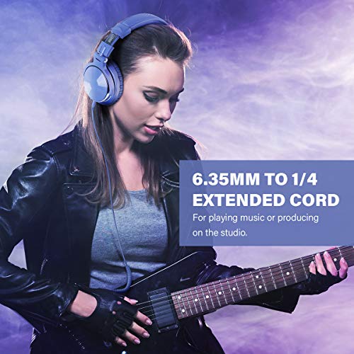 OneOdio Wired Over Ear Headphones Studio Monitor & Mixing DJ Stereo Headsets with 50mm Neodymium Drivers and 1/4 to 3.5mm Jack for AMP Computer Recording Podcast Keyboard Guitar Laptop - Light Blue | headphone with 50mm drivers, dual 3.5mm and 6.35mm jack
