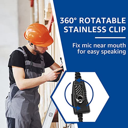 Retevis Swivel Walkie Talkie Earpiece with Mic, for RT22/RT68/RT21/H777 | Coil Tube, C-Shape Earhook, Compatible with Baofeng, Kenwood, Pxton 2 Way Radio, Two Way Radio Earpiece(10 Pack) - style: C-Shape Earhook and Coil Tube