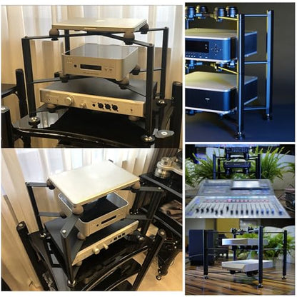 Media Stand, Desktop Audio Rack Shock Absorbing, Open Breathable, AV Media Storage Cabinet Aluminum Alloy Frame, Stereo Cabinet for Living Room(15.2x2.6/38.8x6.8cm) - size: 15.2x2.6"/38.8x6.8cm