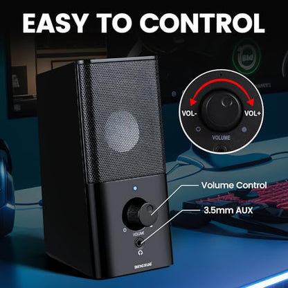 H21 Classic Computer Speakers for Desktop PC, Full Stereo Sound, USB-Powered, Gaming Speaker with 3.5mm Aux Multimedia for Laptop/Desktop/Tablets/Phone(Black