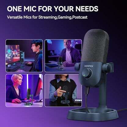 USB Microphone for PC, Plug & Play Cardioid Condenser Mic - color: DarkBlue