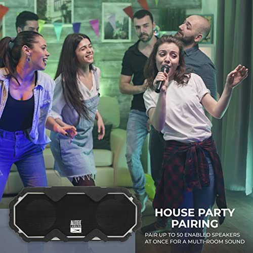 Altec Lansing Mini LifeJacket Jolt Bluetooth Speaker with Qi, Wireless, Waterproof, Portable, Speakers, Loud Volume, Strong Bass, Rich Stereo System, Microphone, 16 Hour Battery, 100 ft Range, Gray - color: Gray