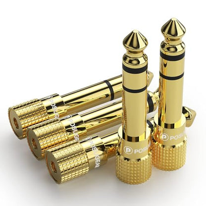 6.35mm 1/4 Male to 3.5mm 1/8 Female Headphone Jack Adapter 5 Pack | 24K Gold-Plated, 3.5mm to 1/4 Adapter Stereo, Aux Jack Converter for Speaker Digital Piano Drums Guitar Amplifier - size: 5 PACK