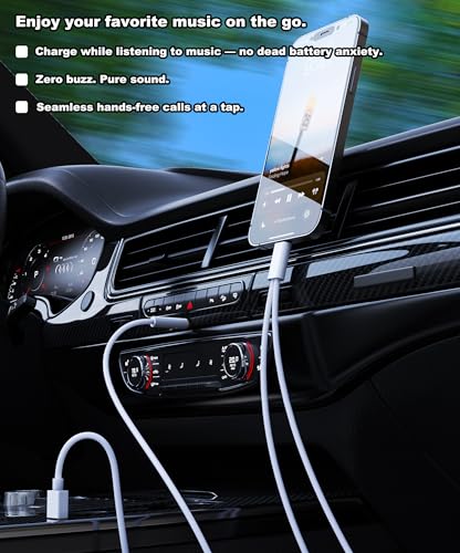 LMUBOY 오래된 자동차용 2-in-1 Aux to USB-C 코드 [버지 없음], [MFi 인증] Type-C to 3.5mm 오디오 Aux 케이블 충전 포함 | USB C 수 - 자동차 스테레오 케이블 아이폰 17/16/15, 갤럭시 S20-S25, 픽셀 10-4용 - style: 충전용 USB-A 플러그