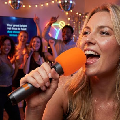Foam Mic Cover Compatible with JBL PartyBox Wireless Mic Microphones, Wireless Two Microphone System, PartyBox Mic 100 Wird Microphone Sponge Windscreen Pop Filter 4-Pack, Orange