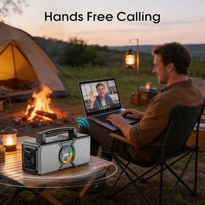Hupoaf Speakers Bluetooth Wireless,160W Max Loud Bass Outdoor Speaker, IPX7 Waterproof, Boombox Sound, All Day Battery, Wireless TWS Pairing Speakers Portable for Party, Outsides, Beach,Garage