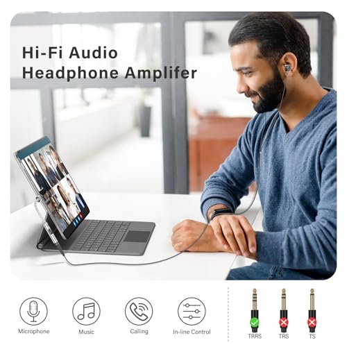 USB C to 3.5mm Audio Adapter DAC with Dual Chip CX31993 MAX97220 & HiFi Headphone Amplifier Dongle,8-Strand 4N Single-Crystal Copper Cable,Compatible with iPhone/Samsung/PC Mac (Silver) - color: Silver