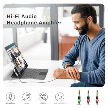 USB C to 3.5mm Audio Adapter DAC with Dual Chip CX31993 MAX97220 & HiFi Headphone Amplifier Dongle,8-Strand 4N Single-Crystal Copper Cable,Compatible with iPhone/Samsung/PC Mac (Silver) - color: Silver