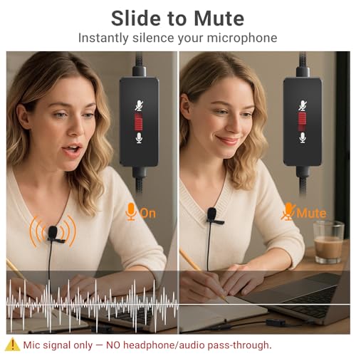 3.5mm TRRS Microphone Mute Switch Adapter, CTIA Inline Slide (Male to Female), Mic Signal Only (Not for Headphones/Audio), for TRRS Lavalier Mic, Smartphone/Laptop/PC