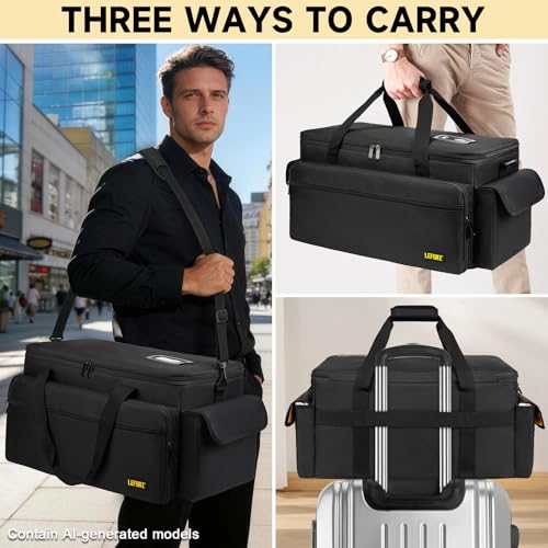 Large DJ Equipment Bag with 6 Detachable Dividers,DJ Cable File Bag with Laptop and Microphone Slots,Travel Dj Gig Organizer Bags for DJ Gear,Musicians, Professional and Dj Accessories( 21.5"×12"×11") - size: L( 21.5"×12"×11")