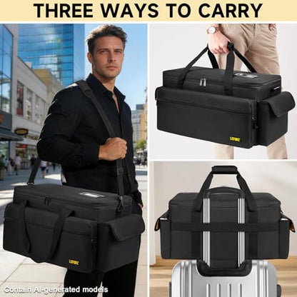 Large DJ Equipment Bag with 6 Detachable Dividers,DJ Cable File Bag with Laptop and Microphone Slots,Travel Dj Gig Organizer Bags for DJ Gear,Musicians, Professional and Dj Accessories( 21.5"×12"×11") - size: L( 21.5"×12"×11")