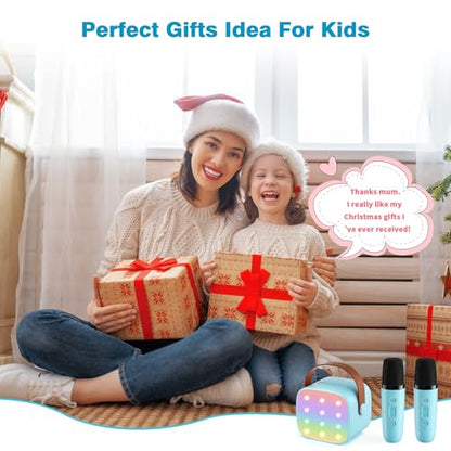 Mini Karaoke Machine with 2 Wireless Microphones, 2026 TOP Kids Portable Bluetooth Karaoke Machine for 3, 4, 5, 6, 7, 8, 9,10,11,12+Year Old, Christmas Birthday Gifts for Girls Boys Adults Home Party - color: Blue