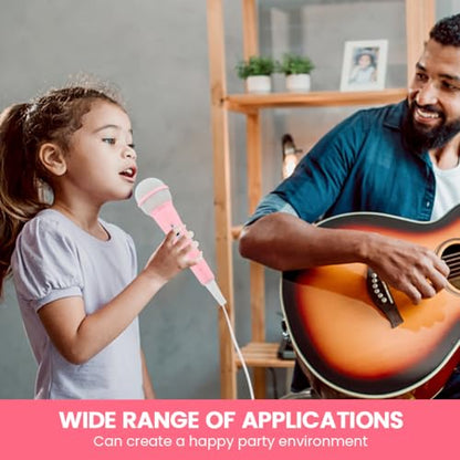 Wired Microphone, Portable Wired Dynamic Microphone 3.5mm Jack Lightweight No Battery Singing Mechine Home Wireds Handheld Microphone for Kids (Color:Pink)
