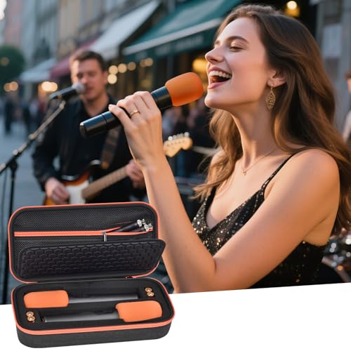 ANKHOH Wireless Microphone Case for JBL Wireless Two Microphone System | Dual Microphone Slots, 2 Foam Covers, Receiver & Cable Storage, Hard Shell, Case Only, For Karaoke Parties & Events, Black - style: Simple