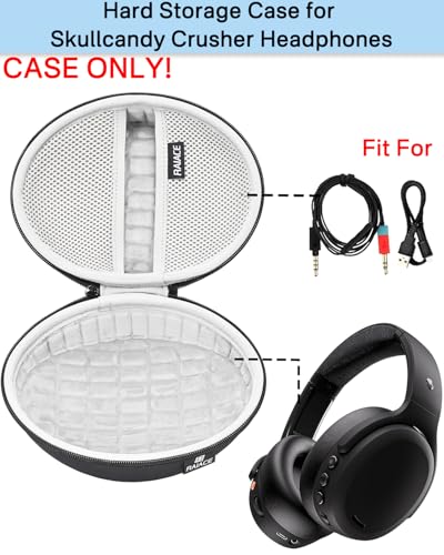 Hard Travel Carrying Case Compatible with Skullcandy Crusher Over-Ear Headphones. (Case Only, Not Include The Device)-Black(Gray Lining) - color: Black(Gray Lining)