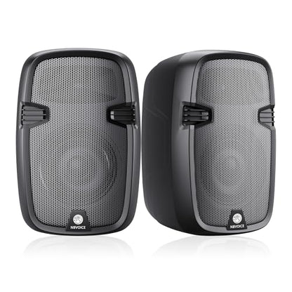 NBVOICE NBVPPS210DSP 10" 600W Professional Powered PA System with 99DSP Tech, 48V Phantom Power,8-Channel Mixer & Bluetooth 5.3,Tripods Included for DJ/Outdoor Events