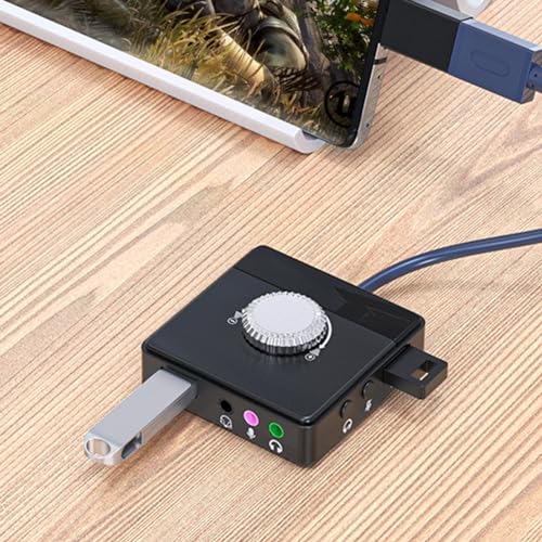 USB Sound Card, Plug and Play External USB Sound Adapter Audio Adapter with 3.5mm USB Interface Volume Control for PC Laptop