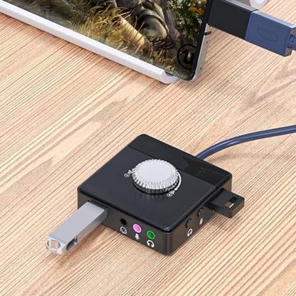 USB Sound Card, Plug and Play External USB Sound Adapter Audio Adapter with 3.5mm USB Interface Volume Control for PC Laptop